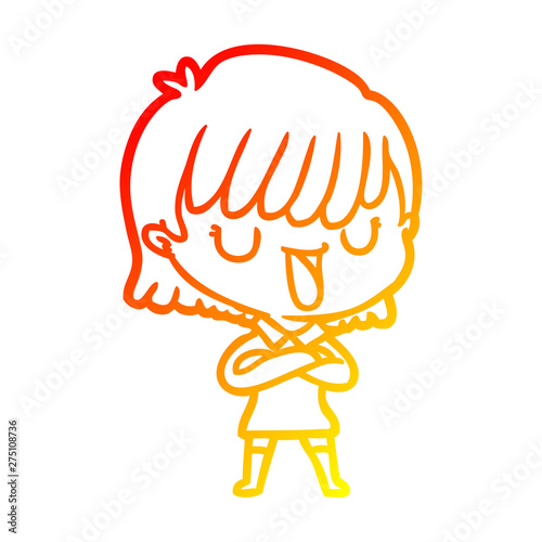 warm gradient line drawing cartoon woman