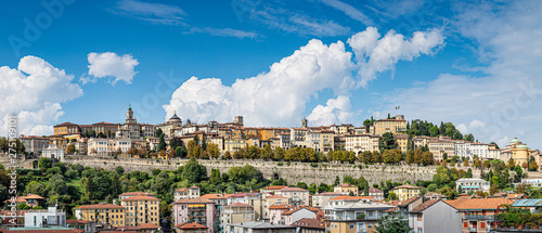 Panoramic view of Bergamo Old Town Skyline, near Milan in Italy photo