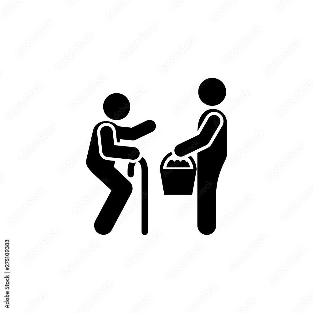 Old man, bag, help, volunteer icon. Element of volunteer pictogram icon Old man, bag, help, volunteer icon. Element of volunteer pictogram icon