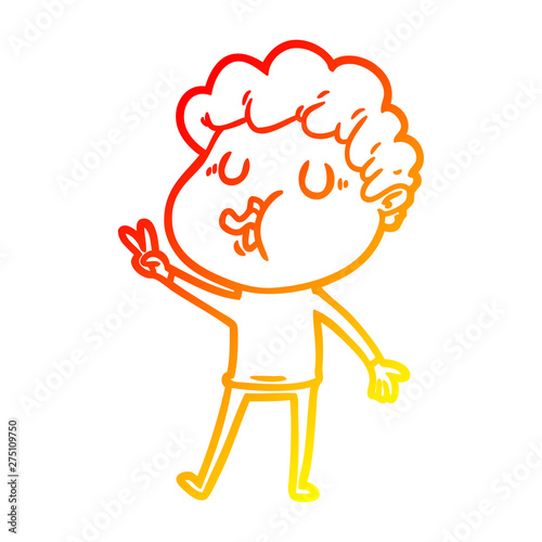 warm gradient line drawing cartoon man singing