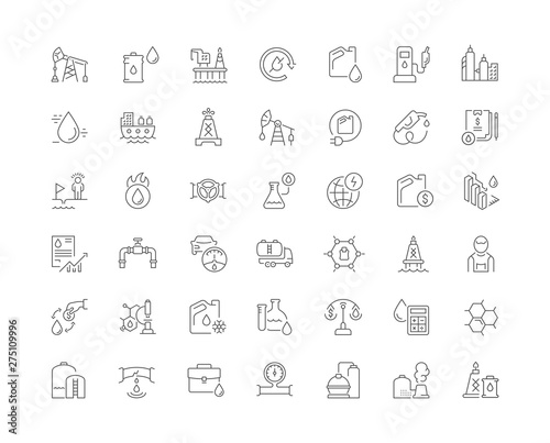 Set Vector Line Icons of Oil Industry
