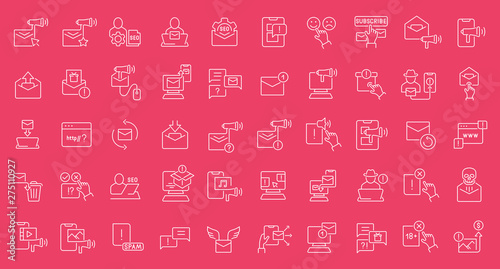 Set of Line Icons of Online Advertising