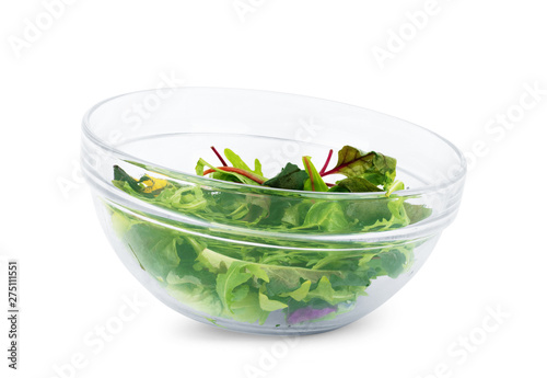 Fresh salad in a glass plate on a white background photo