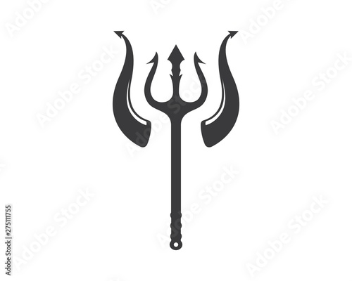 Trident and horn Logo Template vector icon illustration