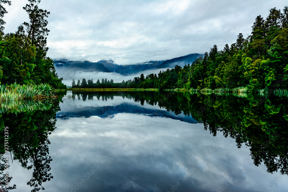 beautiful scenic of lake matheson in west coast south island at new zealand