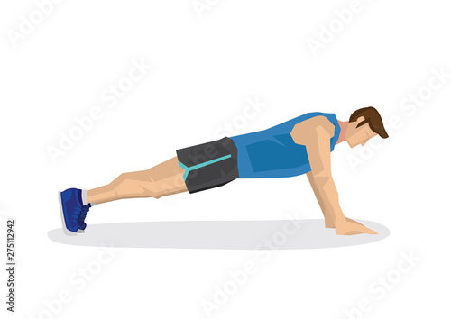 Illustration of a strong man exercising.