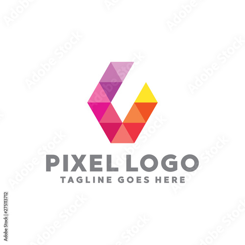 Free Download Pixel Logo For Technology Design With Colorful Style Concept. Digital Logo Company with Pixel Concept. Triangle and Geometry Symbols. Letter Icon for Business, website, Studio, Media, Internet. - GFXLoad