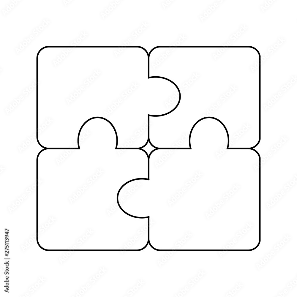 Outline puzzle icon. 4 pieces puzzle design illustration Outline puzzle icon. 4 pieces puzzle design illustration