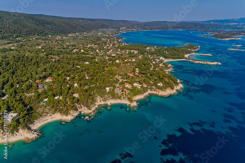 View of Fava Beach at Chalkidiki, Greece. Aerial Photography.