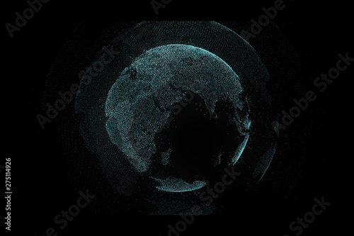 Dots global network connection. abstract particles world map point composition concept of global business.