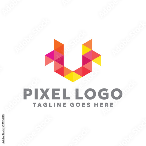 Free Download Pixel Logo For Technology Design With Colorful Style Concept. Digital Logo Company with Pixel Concept. Triangle and Geometry Symbols. Letter Icon for Business, website, Studio, Media, Internet. - GFXLoad