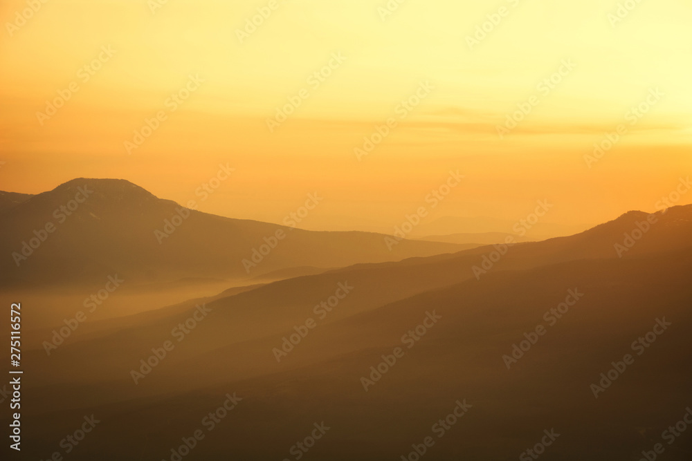 Crimean mountains in the sunset light Crimean mountains in the sunset light