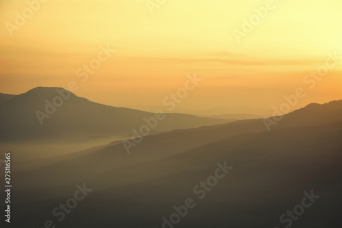 Crimean mountains in the sunset light