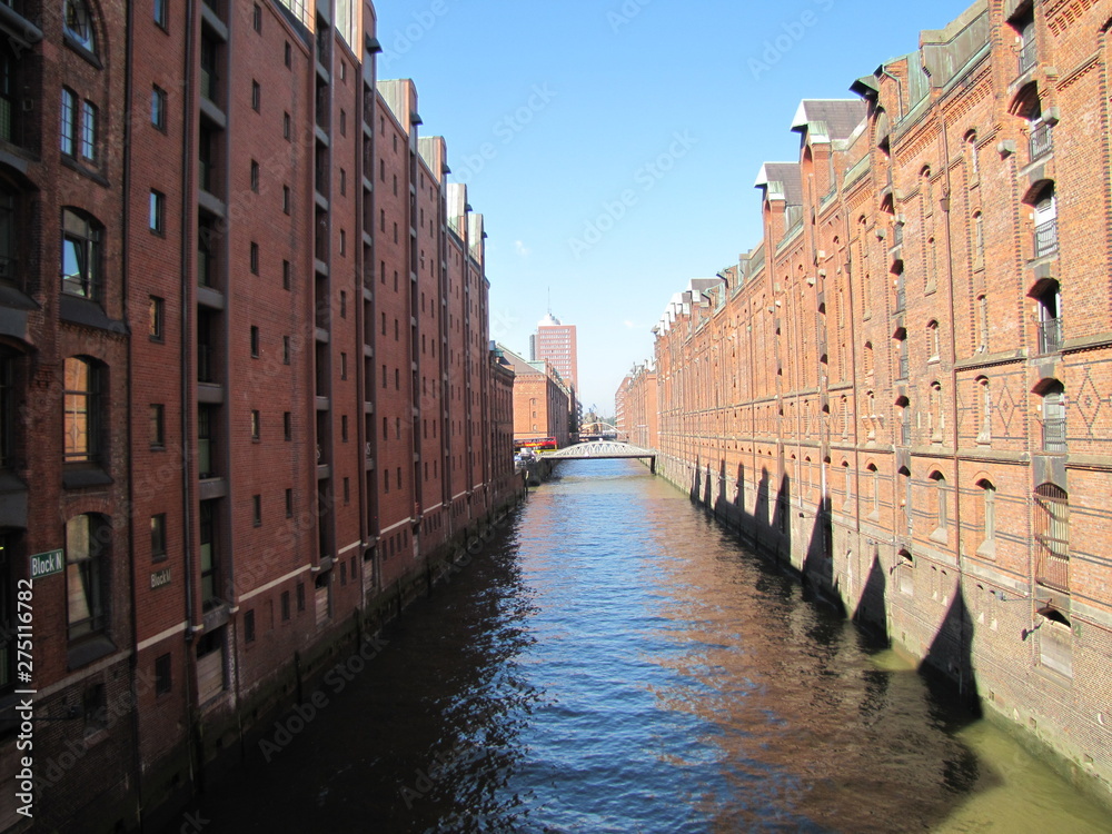 Canal between Buildings in Hamburg, Germany