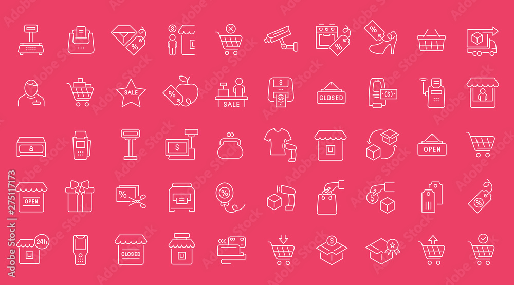 Set of Line Icons of Trade and Shopping Set of Line Icons of Trade and Shopping