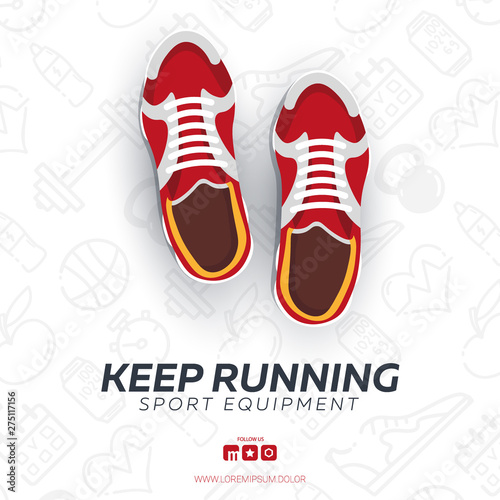Running Club, City Marathon banner with sneakers.
