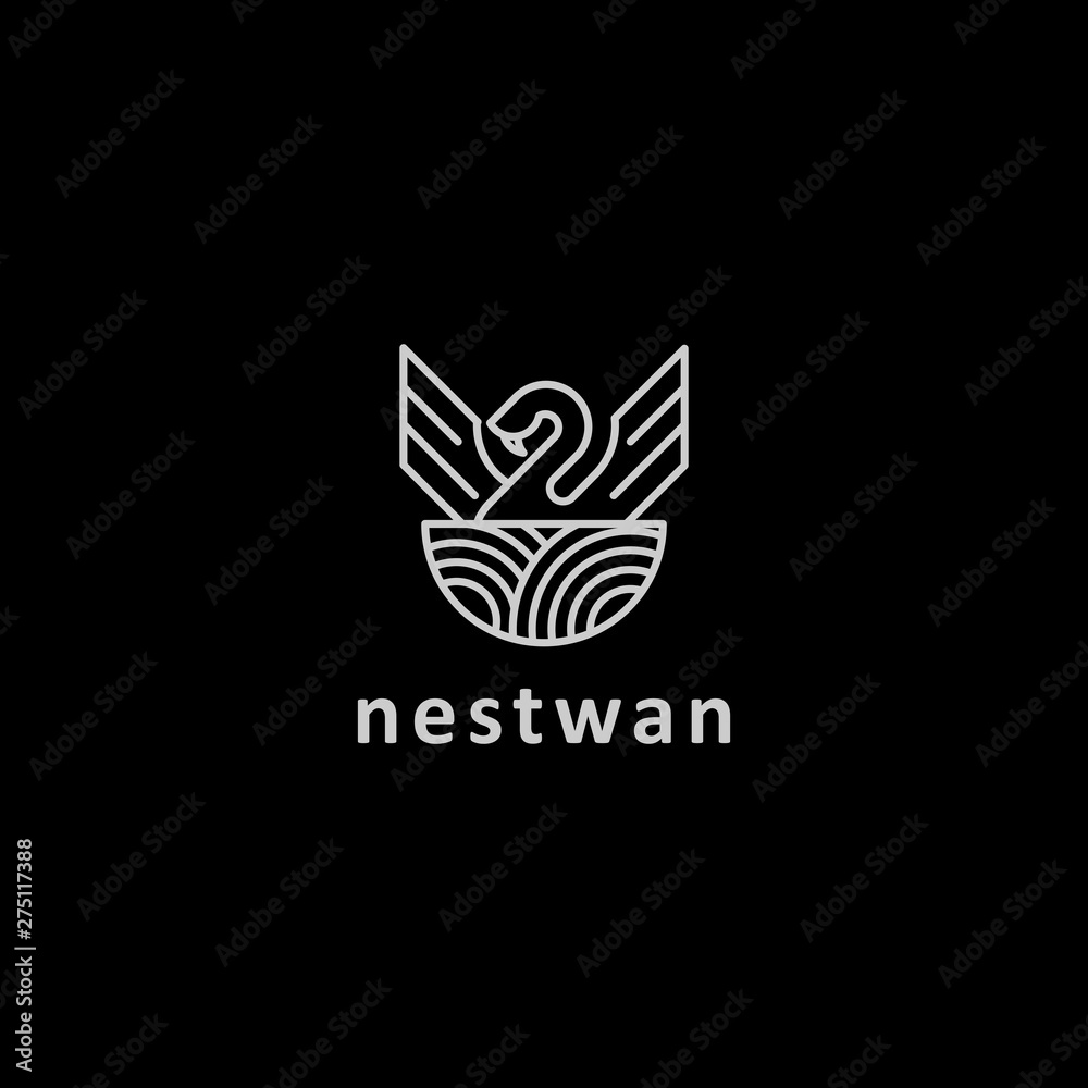 icon logo swan in the nest, icon logo animal consept