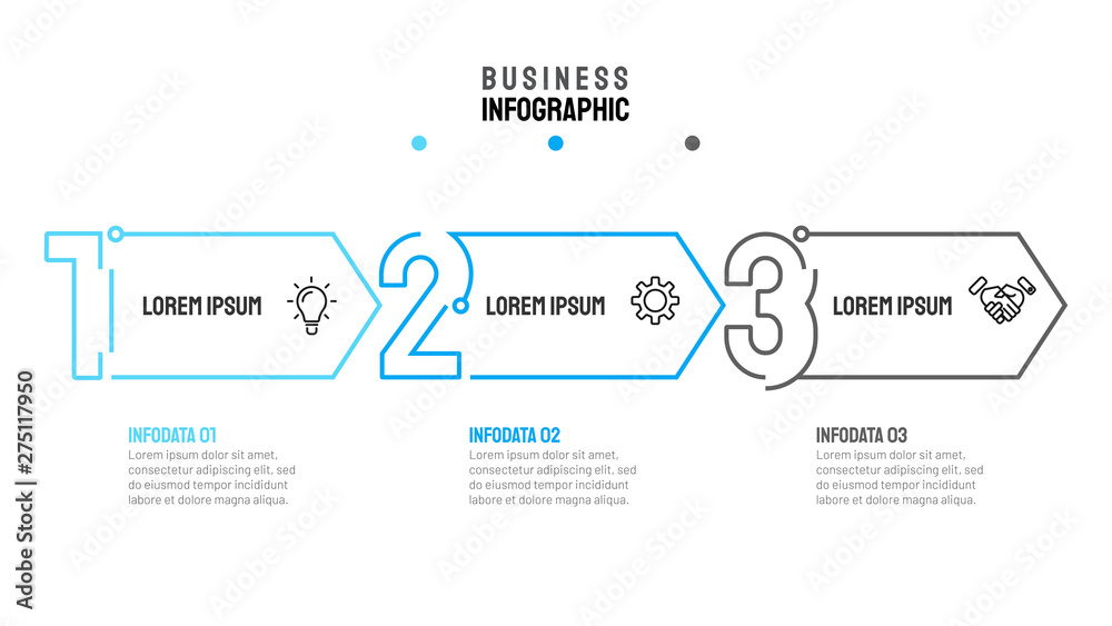 Vector arrow thin line flat with number design element. Business concept with 3 options, steps or processes and marketing icons. Can be used for info chart, graph, presentations. Vector arrow thin line flat with number design element. Business concept with 3 options, steps or processes and marketing icons. Can be used for info chart, graph, presentations.