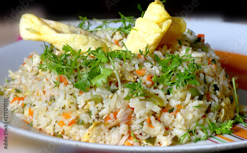 egg fried rice, egg fried rice with egg omelet