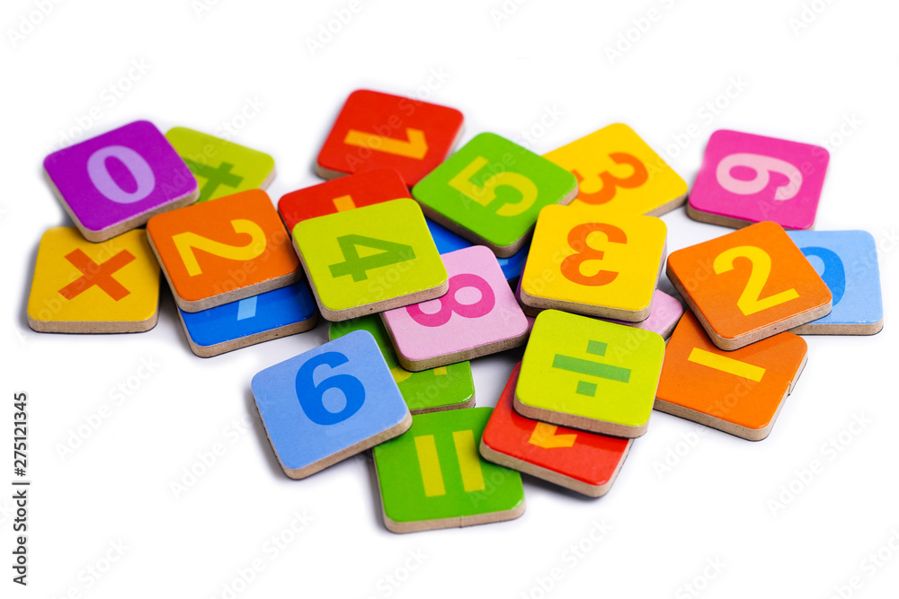 Math Number colorful on white background : Education study mathematics learning teach concept. Math Number colorful on white background : Education study mathematics learning teach concept.