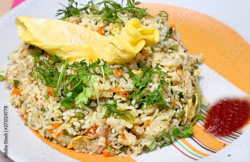 egg fried rice, egg fried rice with egg omelet