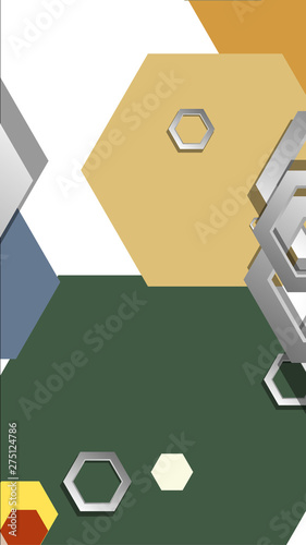 Abstract geometric background with hexagon, middle ages color composition. Vector illustration