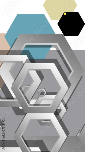 Abstract geometric background with hexagon, middle ages color composition. Vector illustration