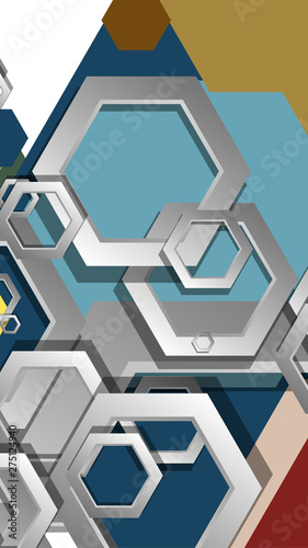 Abstract geometric background with hexagon, middle ages color composition. Vector illustration