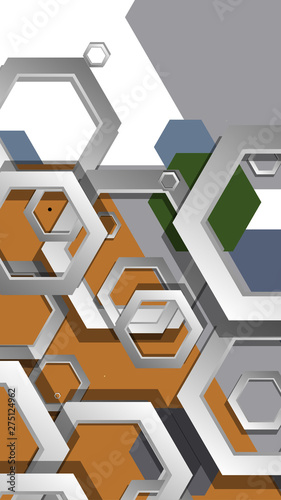 Abstract geometric background with hexagon, middle ages color composition. Vector illustration