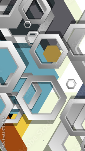 Abstract geometric background with hexagon, middle ages color composition. Vector illustration