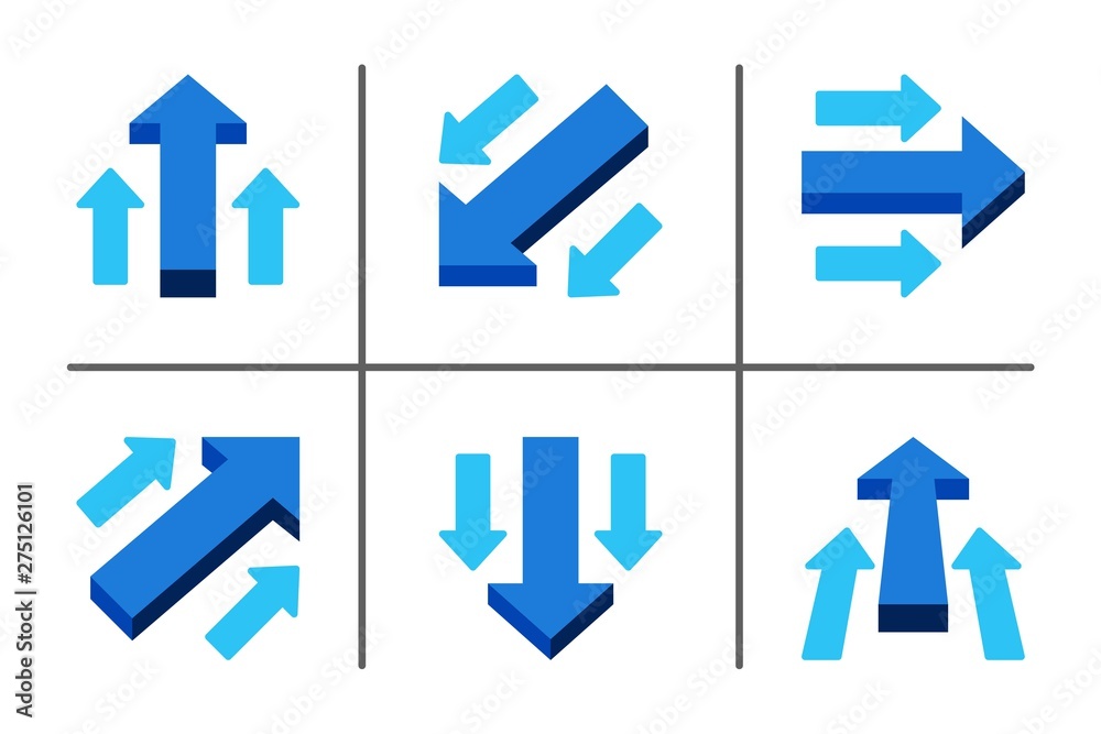 blue main arrow directing in same way with sub arrow,business concept,illustration and vector set blue main arrow directing in same way with sub arrow,business concept,illustration and vector set