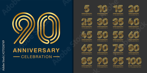 Set of premium anniversary logotype. Golden anniversary celebration emblem design for company profile, booklet, leaflet, magazine, brochure, web, banner, invitation or greeting card.