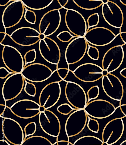 Golden wire seamless flower pattern