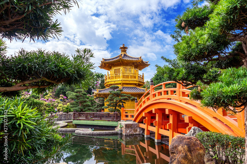 Golden Pavilion in Nan Lian Garden near Chi Lin Nunnery temple, Hong Kong. photo