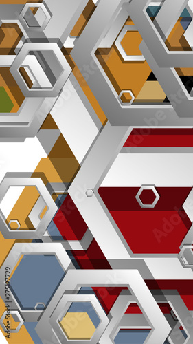 Abstract geometric background with hexagon, middle ages color composition. Vector illustration