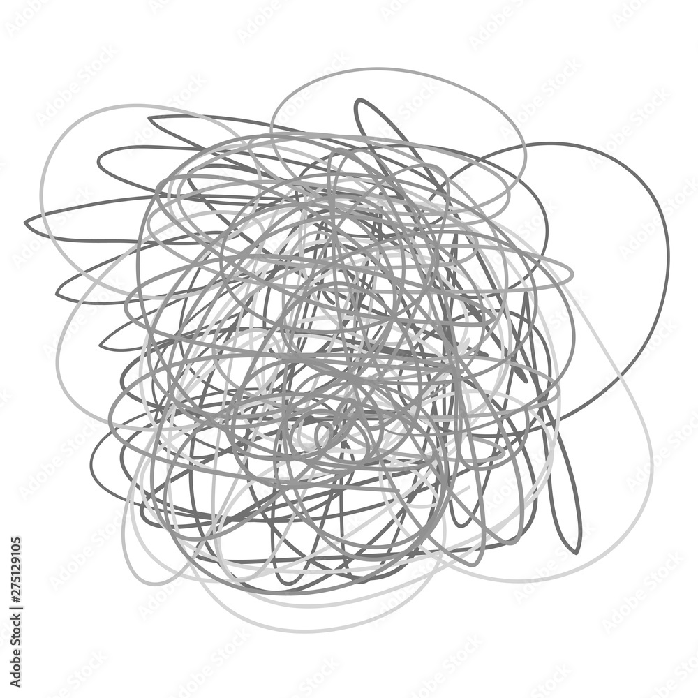 Chaotic pattern on white. Tangled texture with lines. Hand drawn dinamic scrawls. Background with lines and waves. Print for banners, posters, flyers and textiles. Black and white illustration Chaotic pattern on white. Tangled texture with lines. Hand drawn dinamic scrawls. Background with lines and waves. Print for banners, posters, flyers and textiles. Black and white illustration