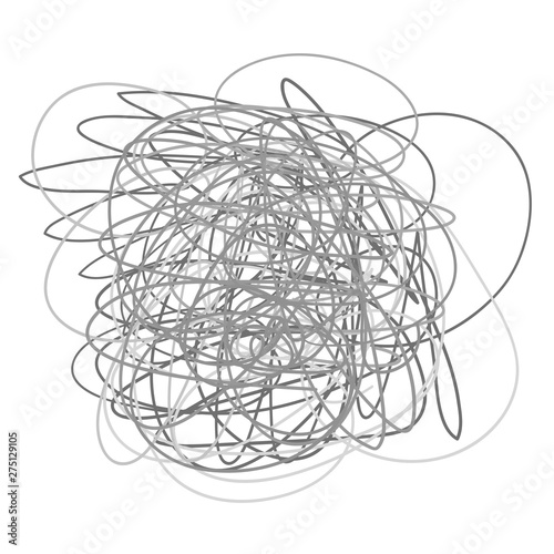 Chaotic pattern on white. Tangled texture with lines. Hand drawn dinamic scrawls. Background with lines and waves. Print for banners, posters, flyers and textiles. Black and white illustration