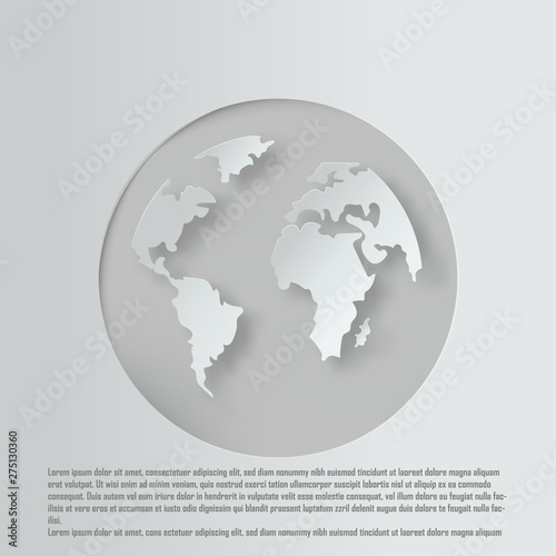 Vector paper cutting the world map