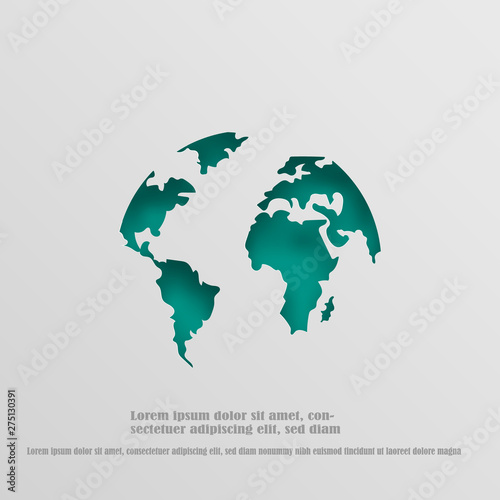 Vector paper cutting the world map