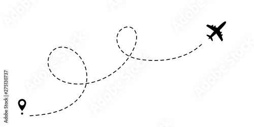 Airplane Track to Point. Line Way or Air Lines Path
