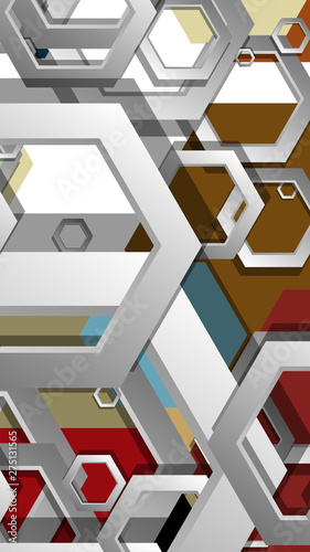 Abstract geometric background with hexagon, middle ages color composition. Vector illustration