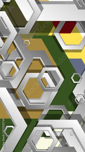 Abstract geometric background with hexagon, middle ages color composition. Vector illustration