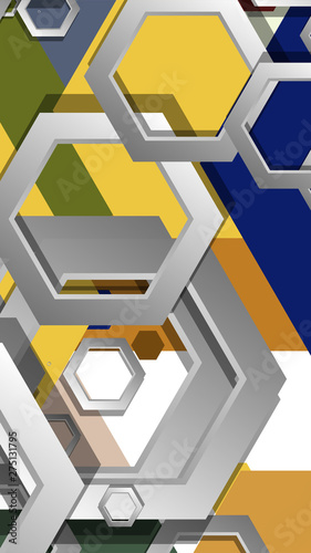 Abstract geometric background with hexagon, middle ages color composition. Vector illustration