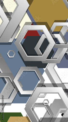 Abstract geometric background with hexagon, middle ages color composition. Vector illustration