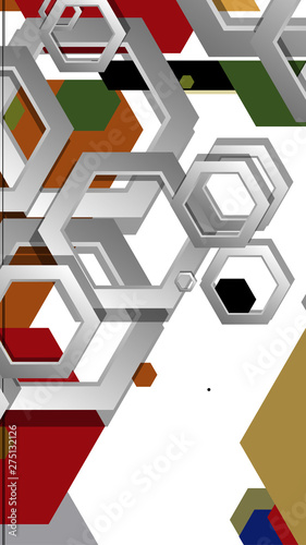 Abstract geometric background with hexagon, middle ages color composition. Vector illustration