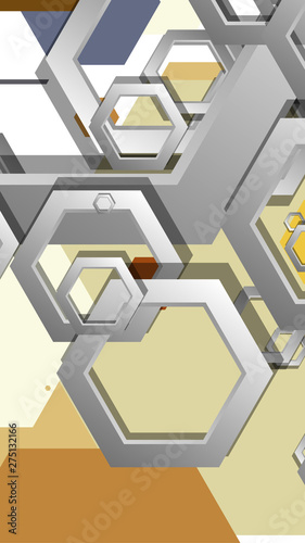 Abstract geometric background with hexagon, middle ages color composition. Vector illustration