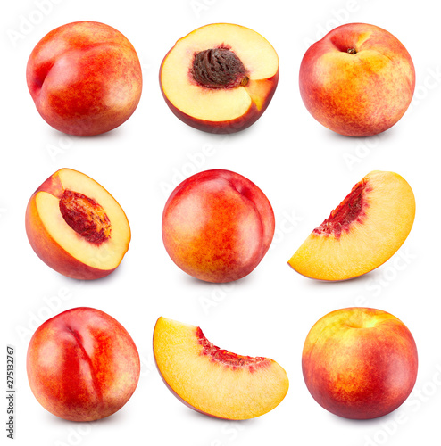 Fresh peach fruits isolated Clipping Path