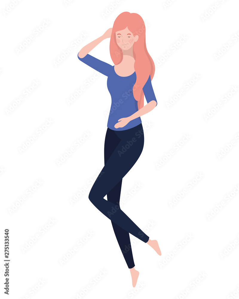 young woman with sleeping pose character