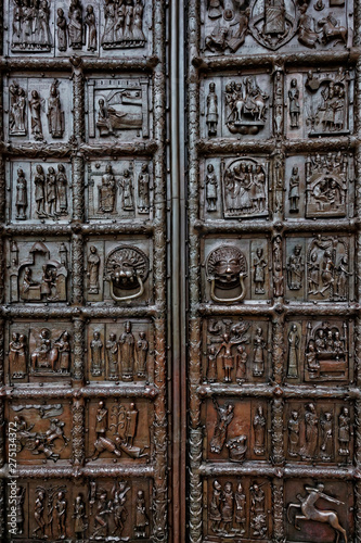 Close-up view of Magdeburg Gates of Sophia Cathedral, Veliky Novgorod, Russia © sebos