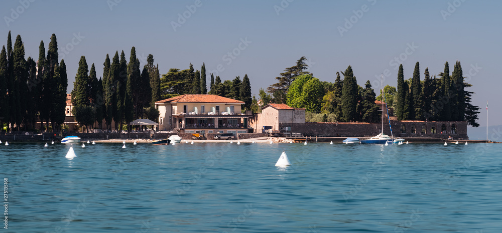 Lake Gardasee Water view during Summer vacation time with a mediterranean feeling